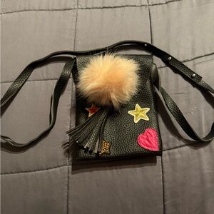 Black Crossbody Bag with Star and Heart Patches